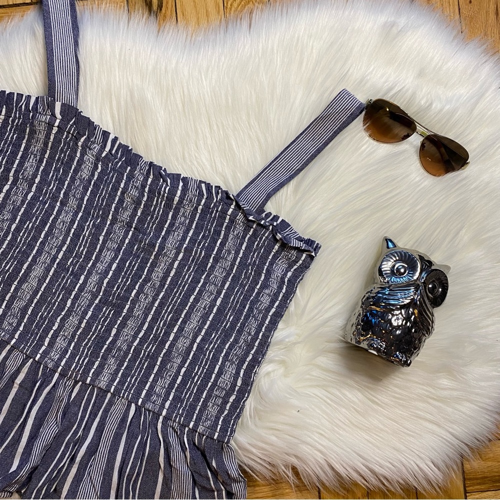 LOFT Striped Smocked Peplum Top